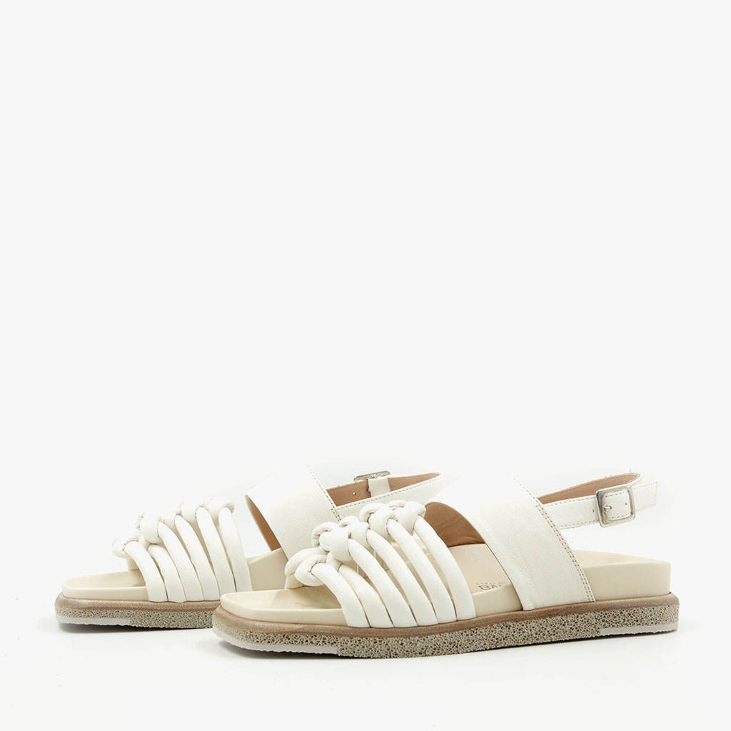 Grunland Sandalo Comfort Donna Essi SE0215 - Bianco, Taglia 39, Slip On, Tacco Piatto, Larghezza Normale